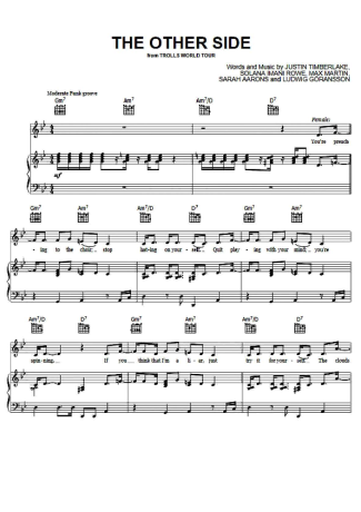 Justin Timberlake The Other Side score for Piano