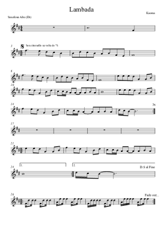 Kaoma  score for Alto Saxophone