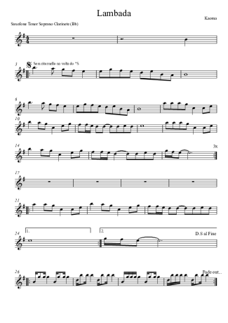 Kaoma  score for Tenor Saxophone Soprano (Bb)
