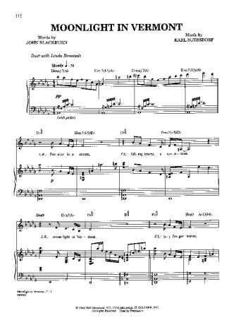 Karl Suessdorf Moonlight in Vermont score for Piano