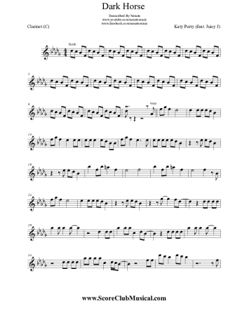 Katy Perry Dark Horse (feat. Juicy J) score for Clarinet (C)