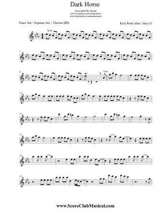 Katy Perry Dark Horse (feat. Juicy J) score for Tenor Saxophone Soprano (Bb)