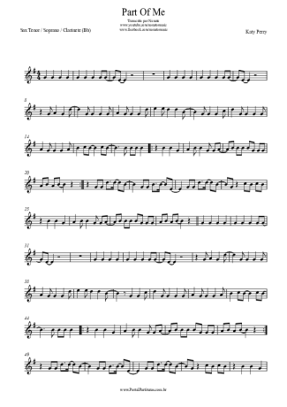 Katy Perry Part Of Me score for Clarinet (Bb)