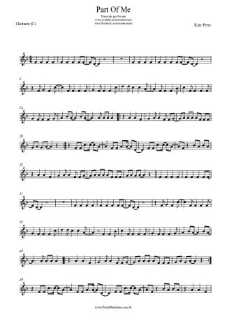 Katy Perry Part Of Me score for Clarinet (C)