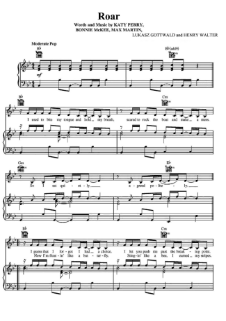 Katy Perry Roar score for Piano