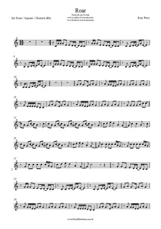 Katy Perry Roar score for Tenor Saxophone Soprano (Bb)