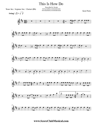 Katy Perry  score for Tenor Saxophone Soprano (Bb)