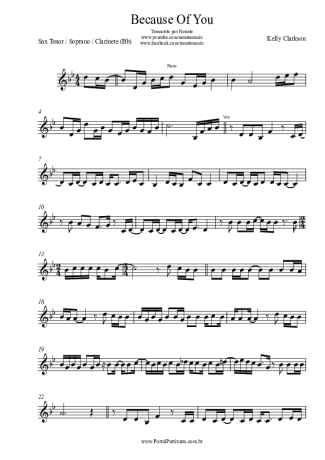 Kelly Clarkson  score for Tenor Saxophone Soprano (Bb)