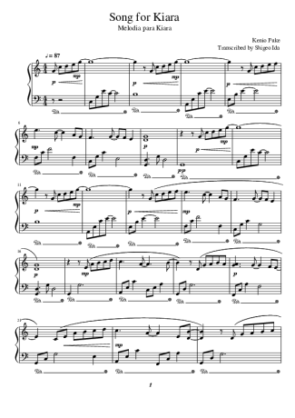 Kenio Fuke Song For Kiara score for Piano