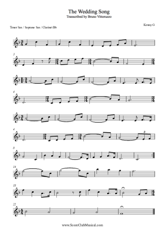 Kenny G The Wedding Song score for Tenor Saxophone Soprano (Bb)