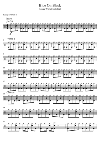 Kenny Wayne Shepher  score for Drums