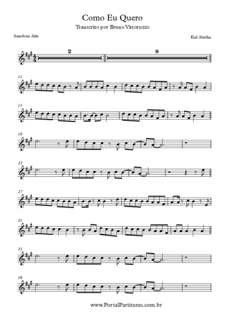 Kid Abelha  score for Alto Saxophone