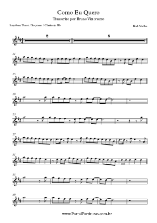 Kid Abelha  score for Tenor Saxophone Soprano (Bb)