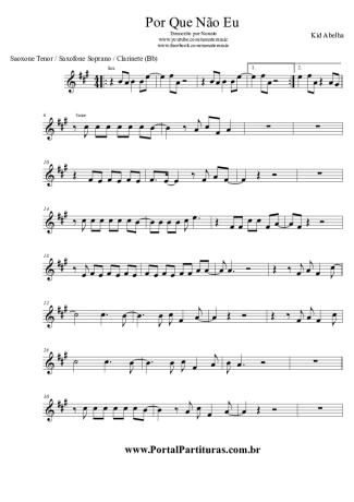 Kid Abelha Por Que Não Eu score for Tenor Saxophone Soprano (Bb)