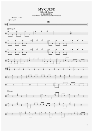 Killswitch Engage My Curse score for Drums