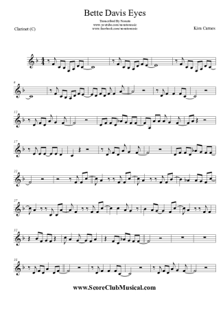 Kim Carnes  score for Clarinet (C)