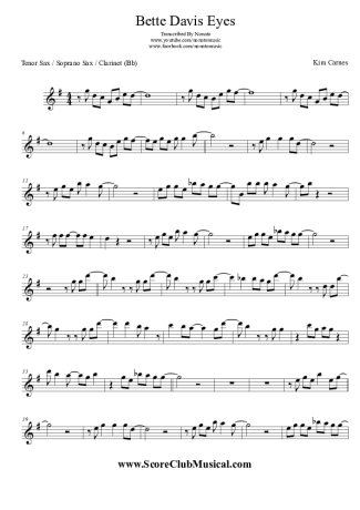 Kim Carnes  score for Tenor Saxophone Soprano (Bb)