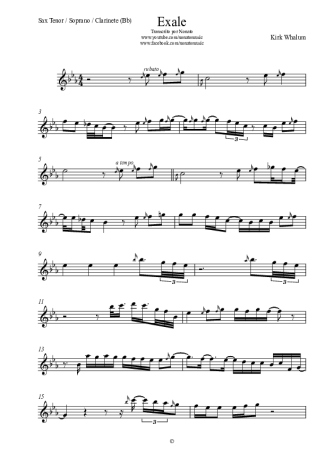 Kirk Whalum Exale (Shoop Shoop) score for Tenor Saxophone Soprano (Bb)