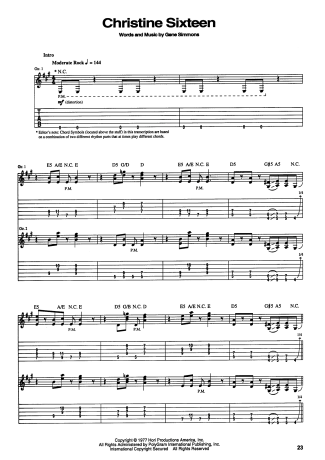 Kiss  score for Guitar