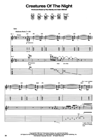 Kiss  score for Guitar