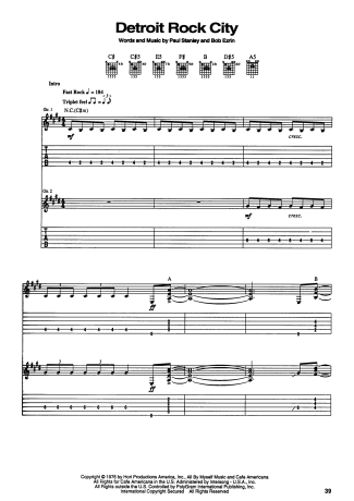 Kiss  score for Guitar