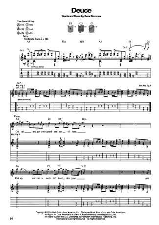 Kiss Deuce score for Guitar