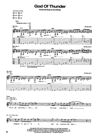 Kiss  score for Guitar