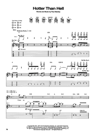 Kiss  score for Guitar