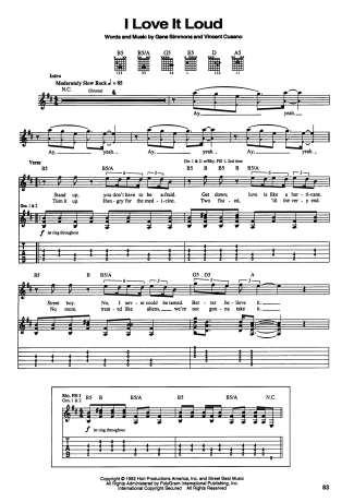 Kiss  score for Guitar