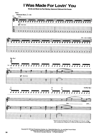 Kiss  score for Guitar