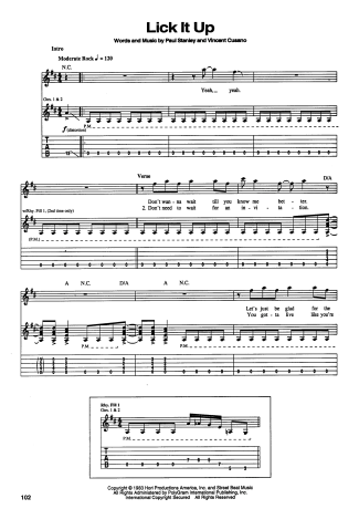 Kiss  score for Guitar