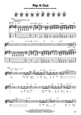 Kiss  score for Guitar