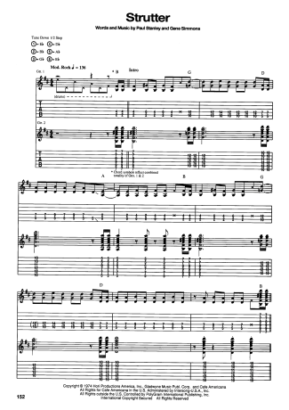 Kiss Strutter score for Guitar
