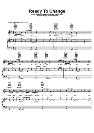 Kodaline Ready To Change score for Piano