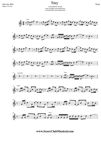 Kygo  score for Alto Saxophone
