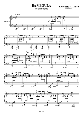 L. M. Gottschalk Bamboula 1849 score for Piano