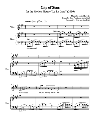 La La Land  score for Piano