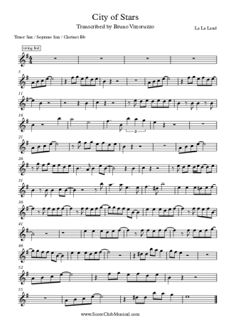 La La Land City Of The Stars score for Clarinet (Bb)