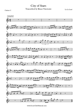 La La Land City of The Stars score for Clarinet (C)