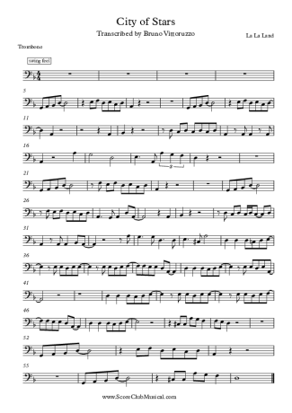 La La Land City of The Stars score for Trombone