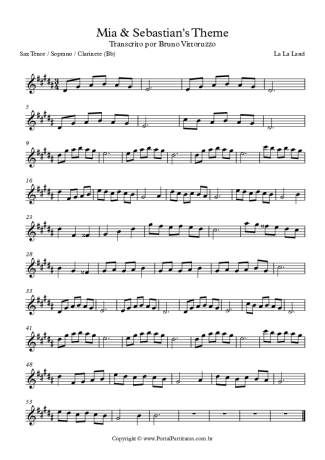 La La Land Mia & Sebastian´s Theme score for Tenor Saxophone Soprano (Bb)