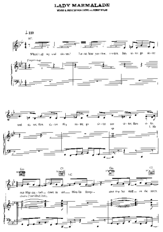 Labelle Lady Marmelade score for Piano