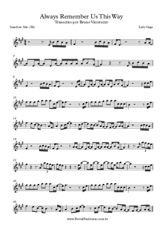 Lady Gaga Always Remember Us This Way score for Alto Saxophone