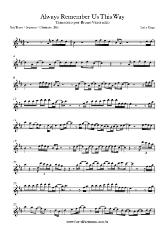 Lady Gaga  score for Clarinet (Bb)