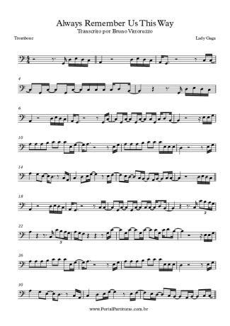 Lady Gaga Always Remember Us This Way score for Trombone