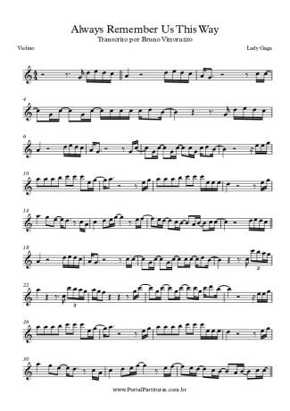 Lady Gaga Always Remember Us This Way score for Violin