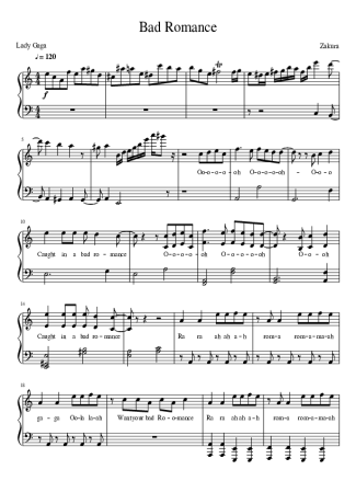 Lady Gaga  score for Piano