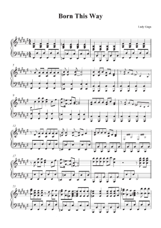Lady Gaga Born This Way score for Piano