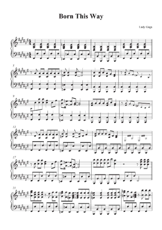 Lady Gaga  score for Piano