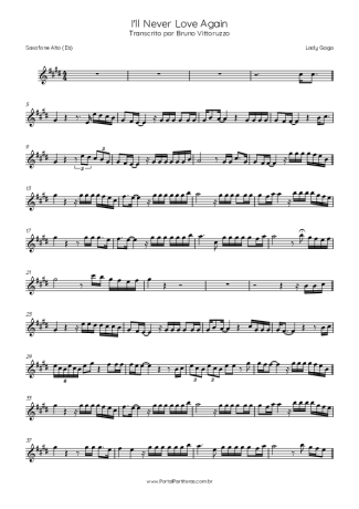 Lady Gaga I´ll Never Love Again score for Alto Saxophone